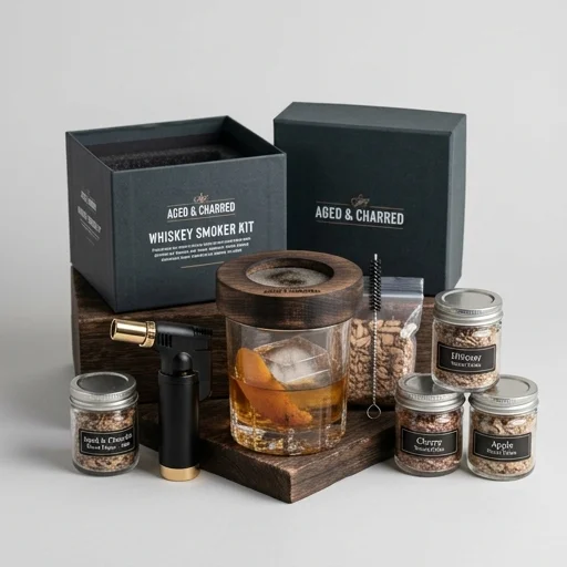 Aged & Charred Whiskey Smoker Kit with Wood Chips view 2